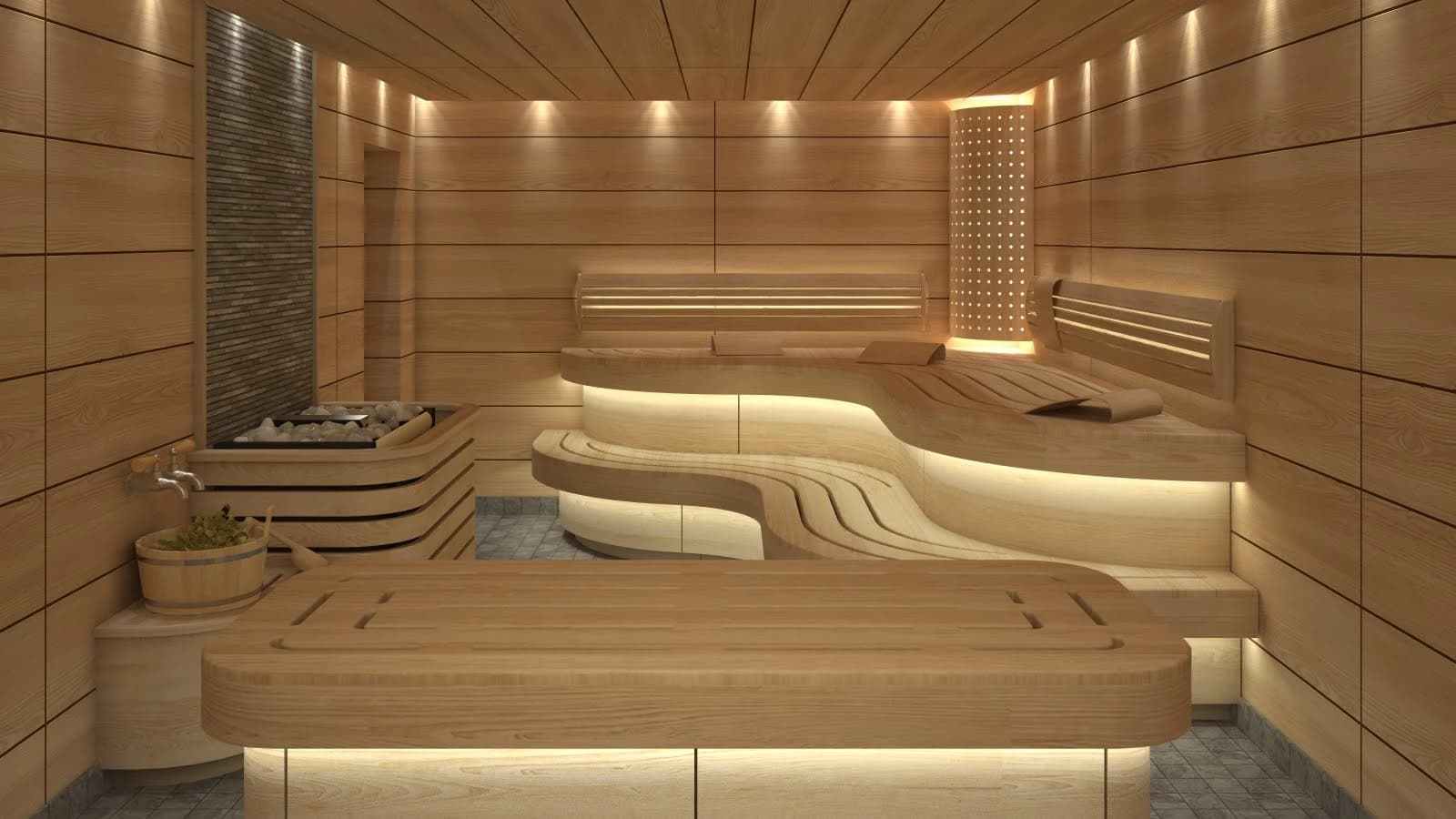 Интерьер сауны с панелями RoHol